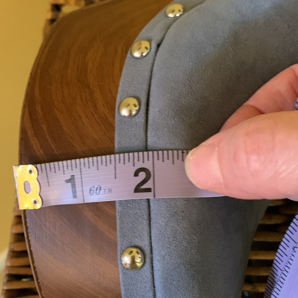 Jessica Simpson Dalia Powder Blue Suede Clogs with Silver Studds. - Picture 13 of 14